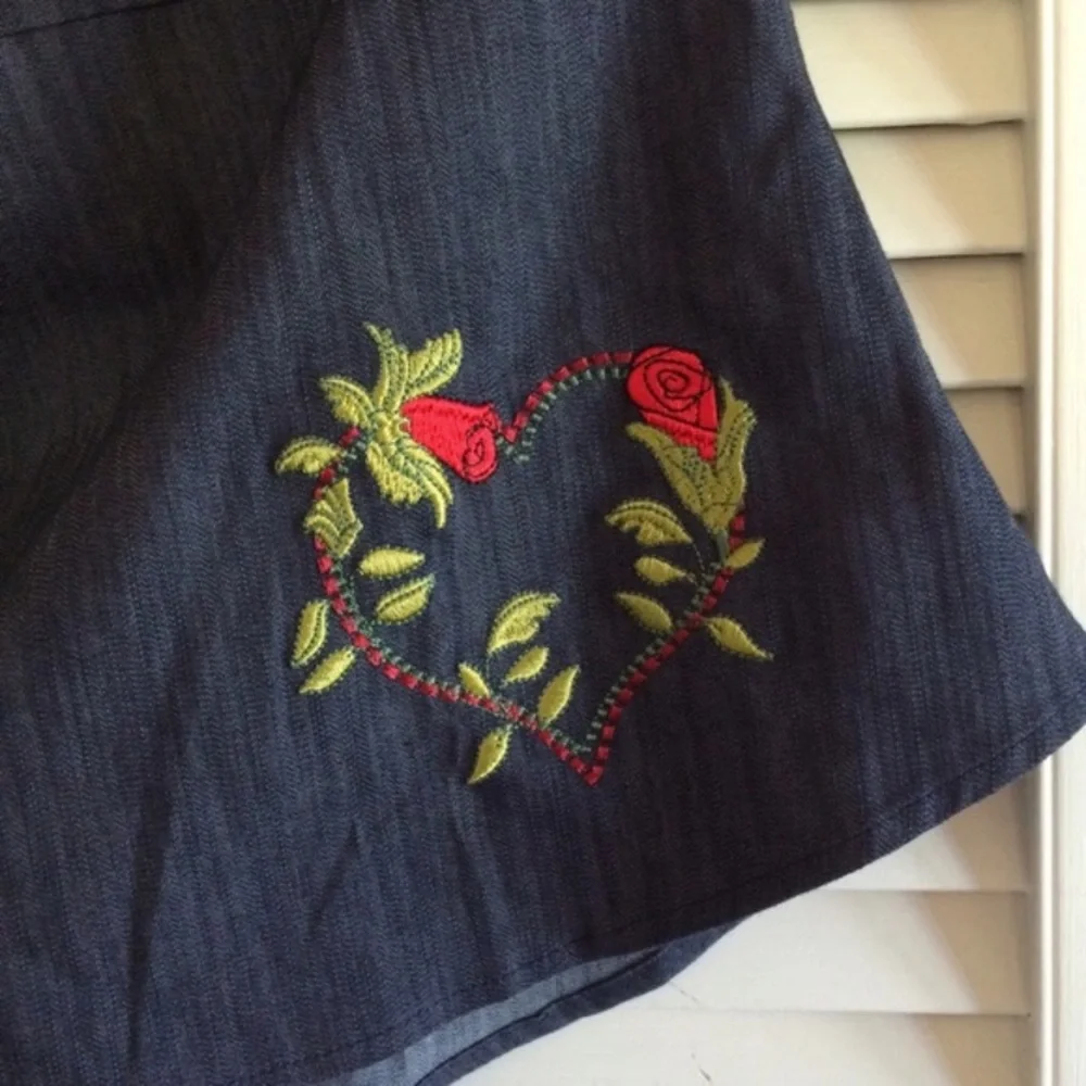 VINTAGE Torrid Alert!! Denim Halter Red Roses Polka Dots 1X EUC!!! - Picture 3 of 4